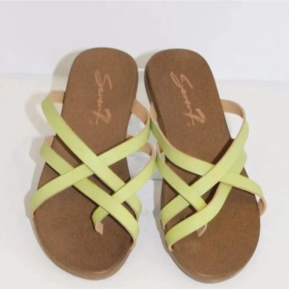 Seven7 Melbourne Slide Thong Sandals Lime Green Size 6 - Picture 2 of 8